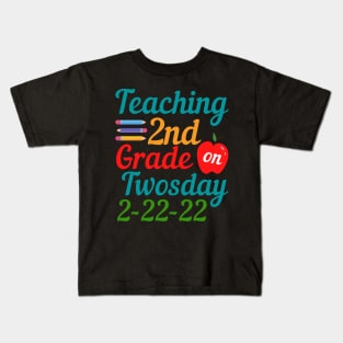 Teaching 2nd Grade on Twosday Kids T-Shirt